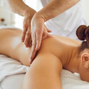 person receiving lymphatic massage therapy